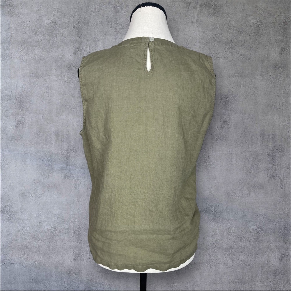 Quince European Linen Green Tank Top Womens S Minimalist Capsule Sleeveless - Picture 3 of 7